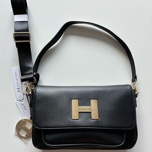 H by Halston Black Crossbody Bag with Gold Accents